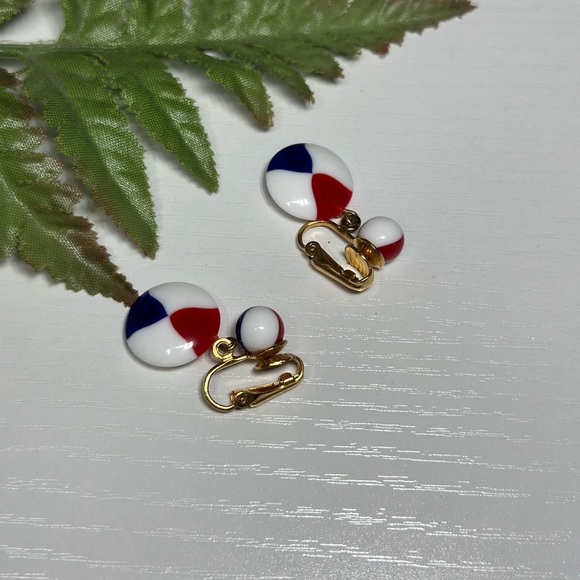Red White & Blue Clip On Earrings - Picture 3 of 3